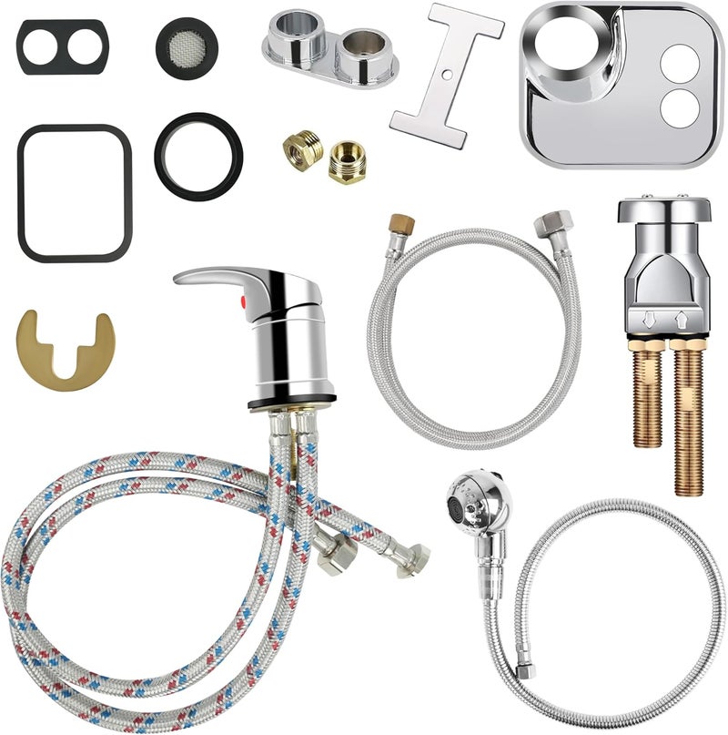 TaShow Professional Salon Shampoo Bowl Faucet for Home, Chrome Hose Replacement Set, Sprayer With Vacuum Breaker, Bath Accessories - Image 1